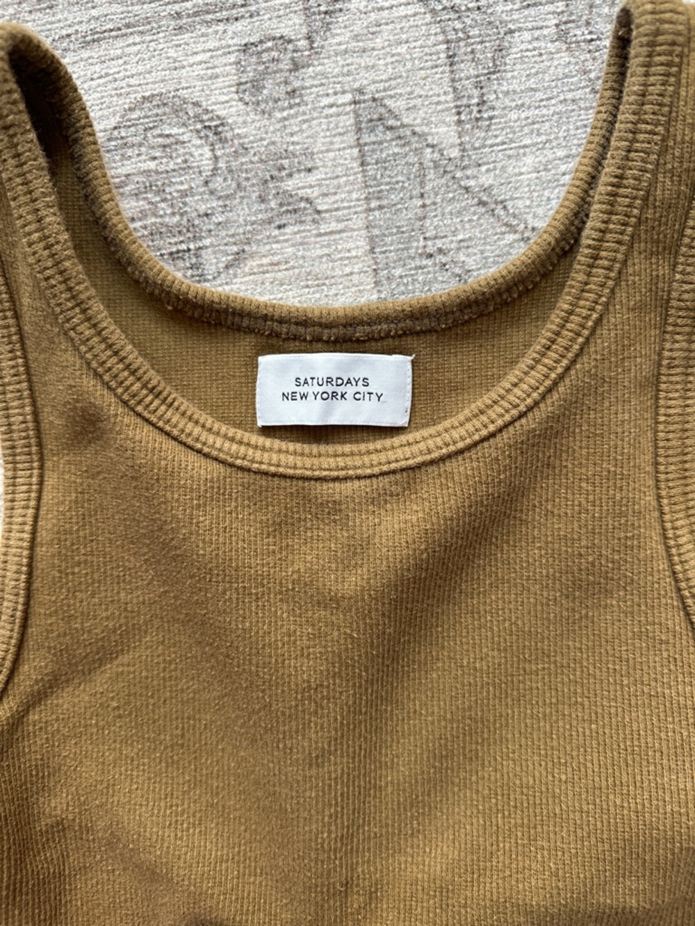 Saturdays NYC Ribbed Martha Muscle Tank in Olive Green in size S - Picture 2 of 2